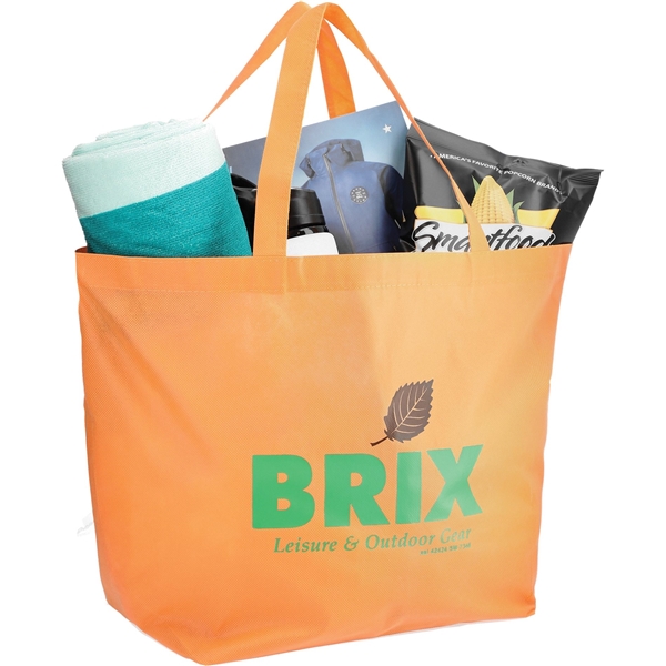 aerial view a orange the yaya non - woven bottom gusset shoppers budget tote bag - 13 x 19.5, image 5 of 5