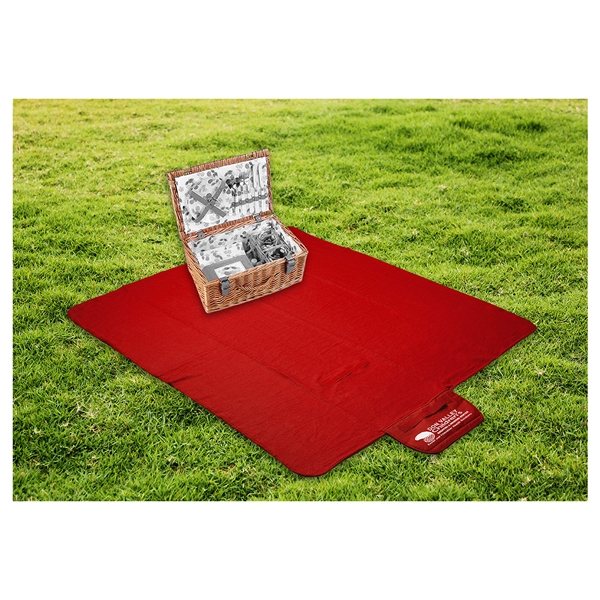 aerial view a red ready to roll roll up fleece blanket, image 4 of 4