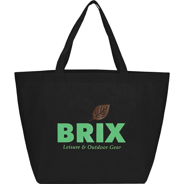 aerial view a black the yaya non - woven bottom gusset shoppers budget tote bag - 13 x 19.5, image 2 of 6