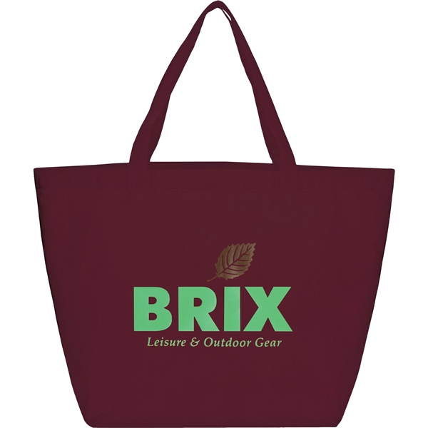 aerial view a burgundy the yaya non - woven bottom gusset shoppers budget tote bag - 13 x 19.5, image 2 of 4