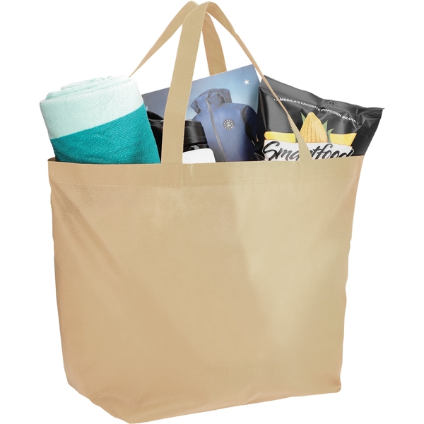 aerial view a cream the yaya non - woven bottom gusset shoppers budget tote bag - 13 x 19.5, image 3 of 4