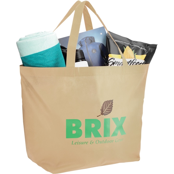 aerial view a cream the yaya non - woven bottom gusset shoppers budget tote bag - 13 x 19.5, image 4 of 4