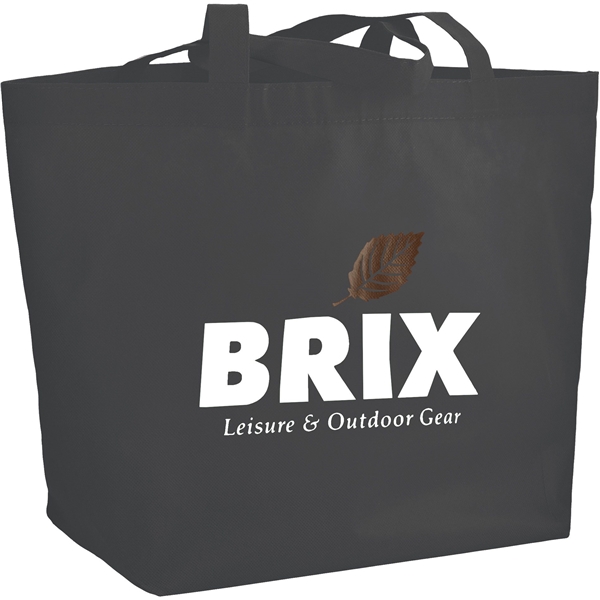 aerial view a gray the yaya non - woven bottom gusset shoppers budget tote bag - 13 x 19.5, image 4 of 6