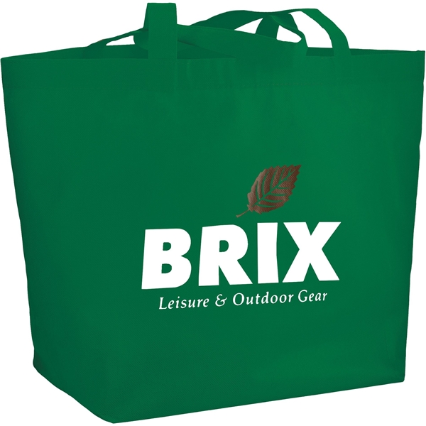 aerial view a green the yaya non - woven bottom gusset shoppers budget tote bag - 13 x 19.5, image 3 of 5