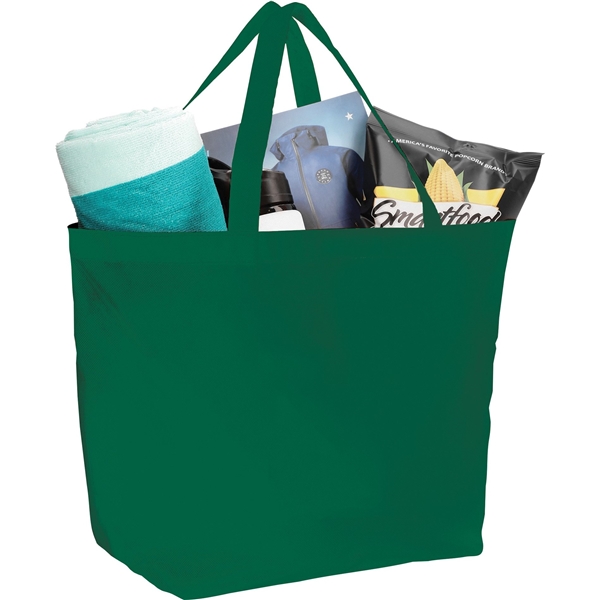 aerial view a green the yaya non - woven bottom gusset shoppers budget tote bag - 13 x 19.5, image 4 of 5