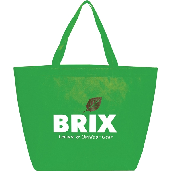 aerial view a lime green the yaya non - woven bottom gusset shoppers budget tote bag - 13 x 19.5, image 2 of 4