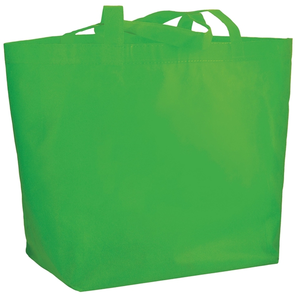 aerial view a lime green the yaya non - woven bottom gusset shoppers budget tote bag - 13 x 19.5, image 3 of 4