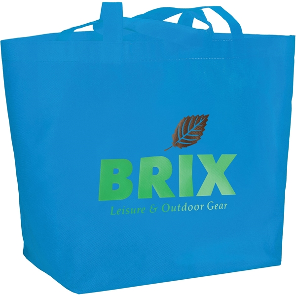 aerial view a process blue the yaya non - woven bottom gusset shoppers budget tote bag - 13 x 19.5, image 4 of 4