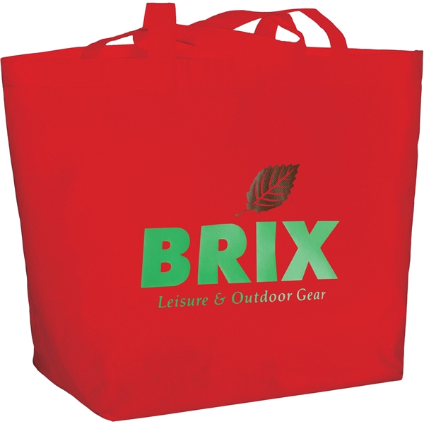 aerial view a red the yaya non - woven bottom gusset shoppers budget tote bag - 13 x 19.5, image 4 of 4