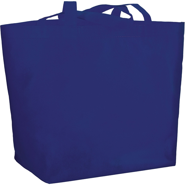 aerial view a royal blue the yaya non - woven bottom gusset shoppers budget tote bag - 13 x 19.5, image 3 of 5
