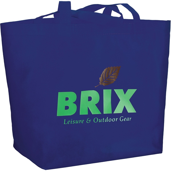 aerial view a royal blue the yaya non - woven bottom gusset shoppers budget tote bag - 13 x 19.5, image 4 of 5