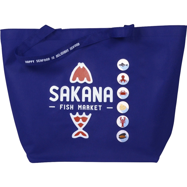 aerial view a royal blue the yaya non - woven bottom gusset shoppers budget tote bag - 13 x 19.5, image 5 of 5