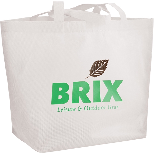 aerial view a white the yaya non - woven bottom gusset shoppers budget tote bag - 13 x 19.5, image 4 of 4