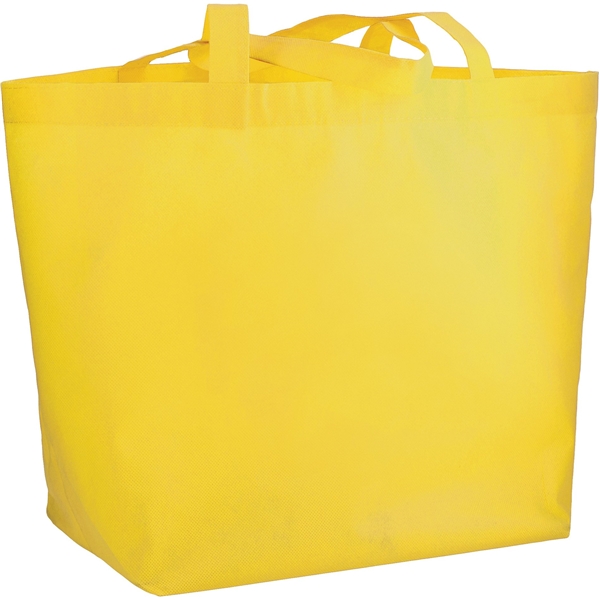 aerial view a yellow the yaya non - woven bottom gusset shoppers budget tote bag - 13 x 19.5, image 3 of 4