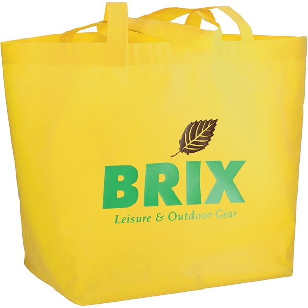 aerial view a yellow the yaya non - woven bottom gusset shoppers budget tote bag - 13 x 19.5, image 4 of 4