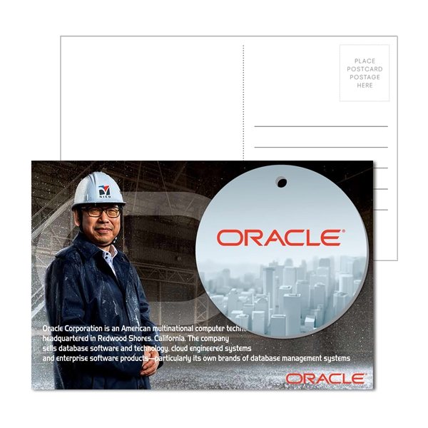 Post Card With Full - Color Round Luggage Tag
