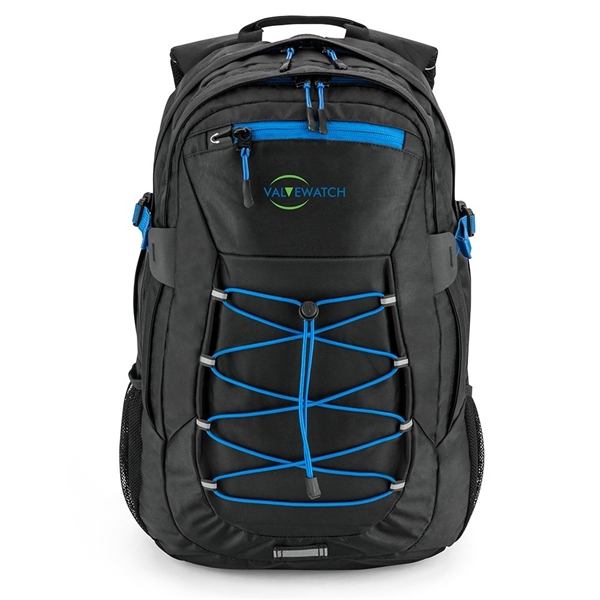 aerial view a blue basecamp globetrotter laptop backpack, image 2 of 7