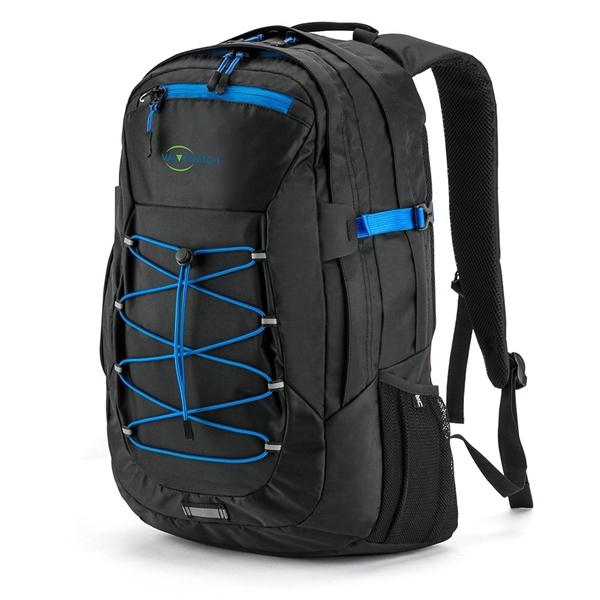 aerial view a blue basecamp globetrotter laptop backpack, image 3 of 7