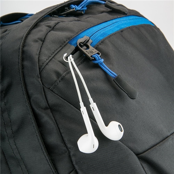aerial view a blue basecamp globetrotter laptop backpack, image 5 of 7
