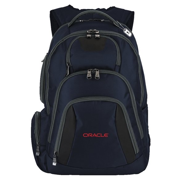aerial view a navy basecamp concourse laptop backpack, image 2 of 7