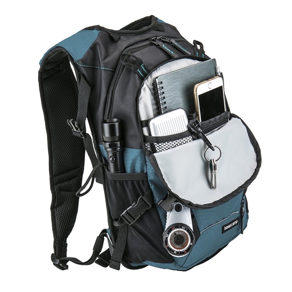 aerial view a blue basecamp 30 miler hydration pack, image 6 of 8