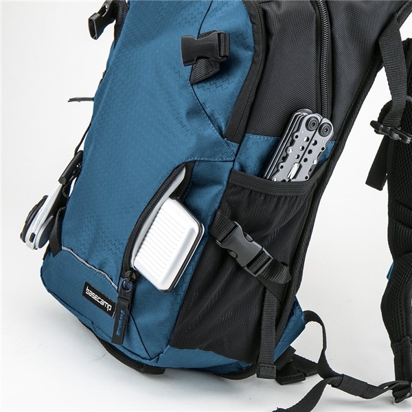 aerial view a blue basecamp 30 miler hydration pack, image 7 of 8