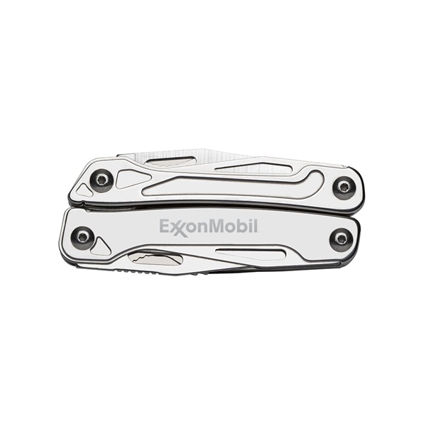 aerial view a stainless steel basecamp(r) wolverine multi tool, image 2 of 6