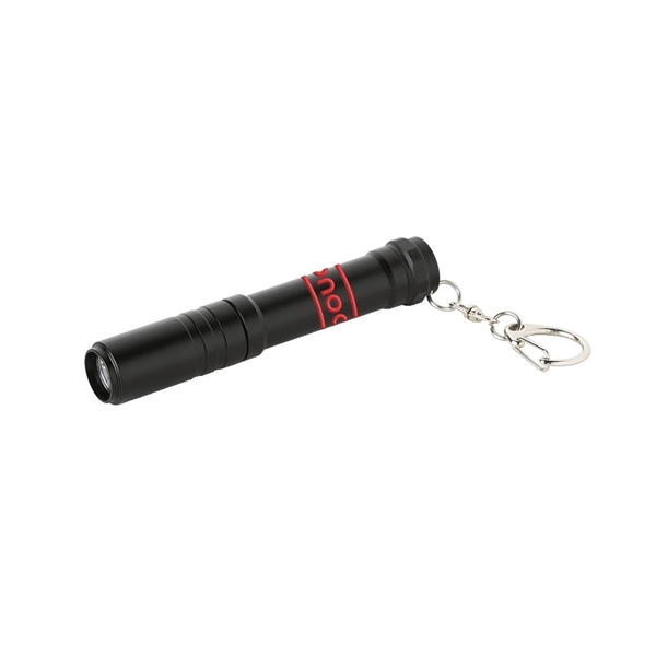 aerial view a black basecamp pathfinder flashlight key chain, image 2 of 4