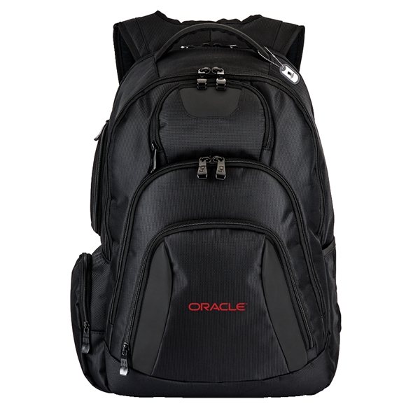 aerial view a black basecamp concourse laptop backpack, image 2 of 13
