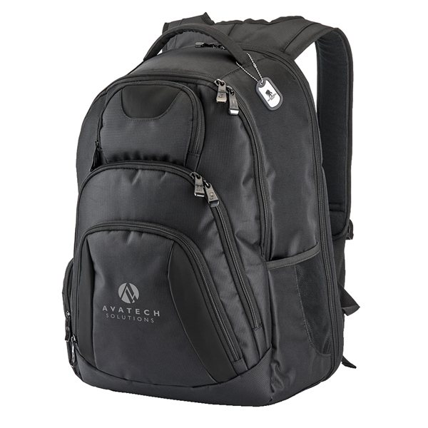 aerial view a black basecamp concourse laptop backpack, image 3 of 13