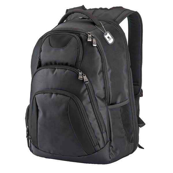 aerial view a black basecamp concourse laptop backpack, image 4 of 13