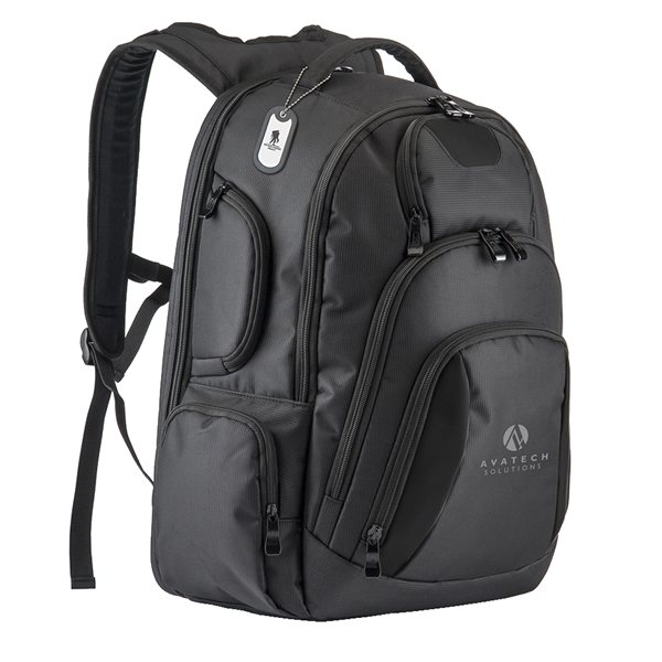 aerial view a black basecamp concourse laptop backpack, image 5 of 13