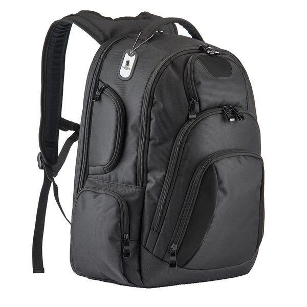 aerial view a black basecamp concourse laptop backpack, image 6 of 13