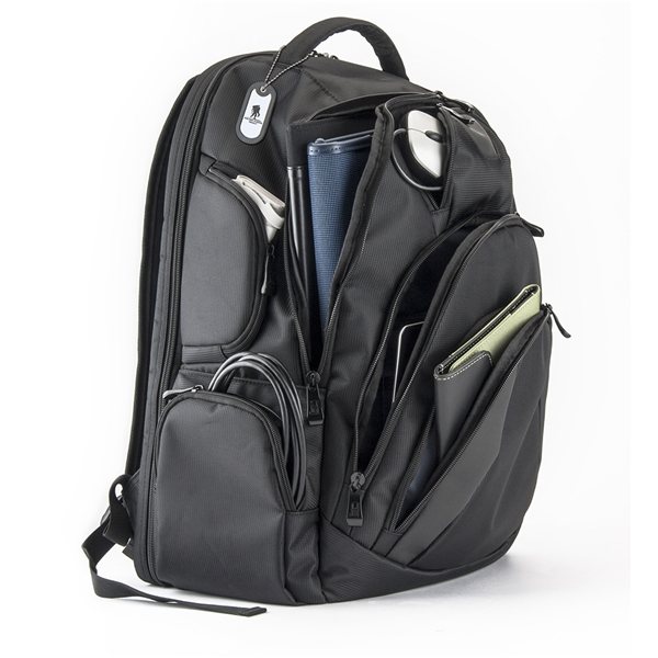 aerial view a black basecamp concourse laptop backpack, image 9 of 13