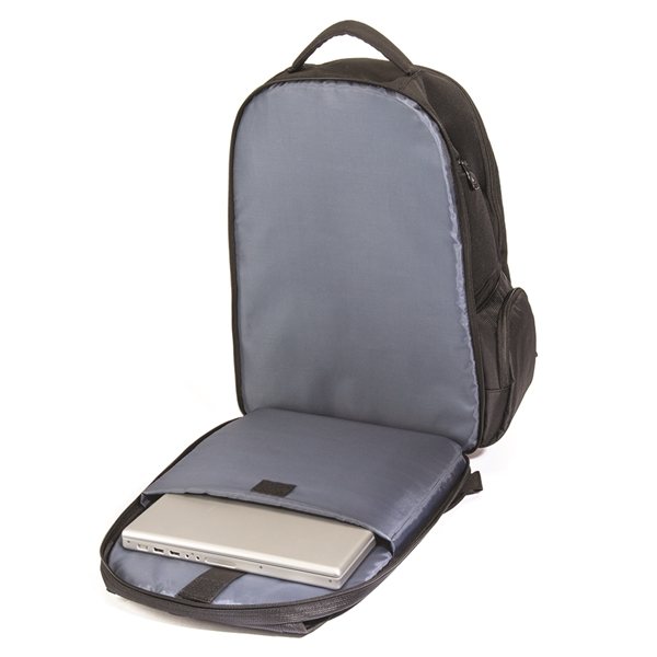 aerial view a black basecamp concourse laptop backpack, image 10 of 13