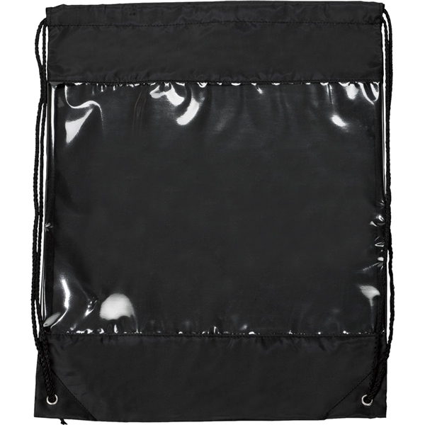 aerial view a black backpack with clear safety window, image 2 of 3