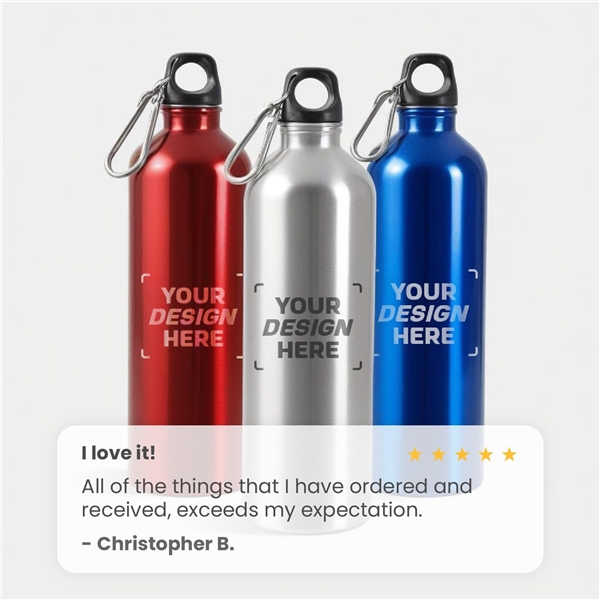 aerial view a group of 25 oz aluminum alpine sports bottle, image 3 of 6