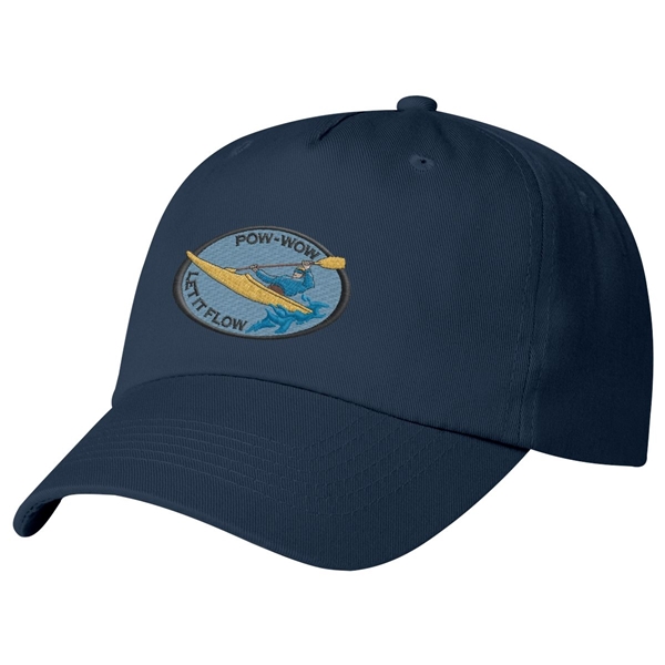 aerial view a navy 5 panel polyester cap, image 4 of 4