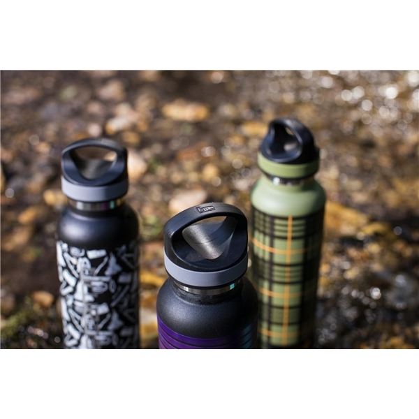 aerial view a group of 20 oz basecamp tundra bottle with screw top lid, image 5 of 14