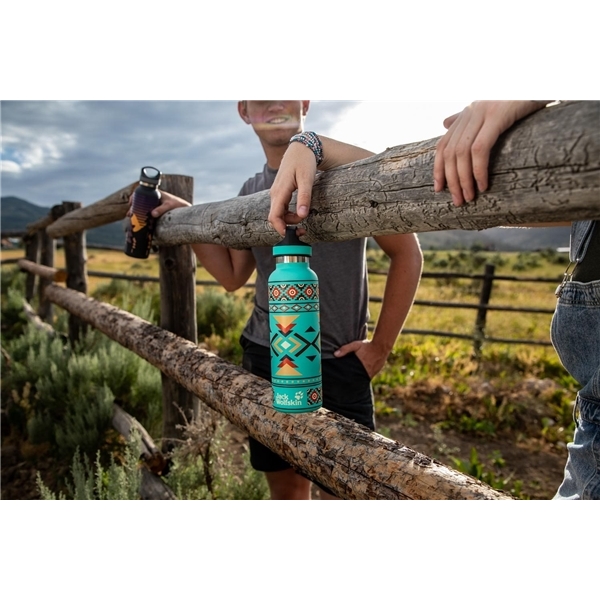 aerial view a group of 20 oz basecamp tundra bottle with screw top lid, image 8 of 14