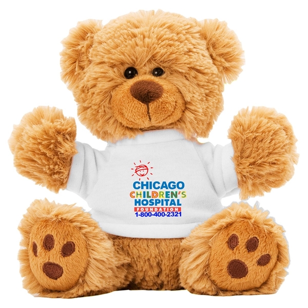 aerial view a white 6 plush teddy bear with t - shirt, image 4 of 4