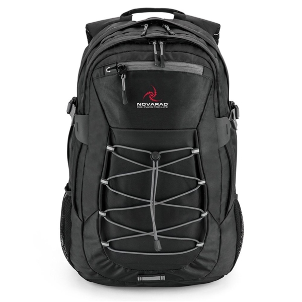 aerial view a gray basecamp globetrotter laptop backpack, image 2 of 4