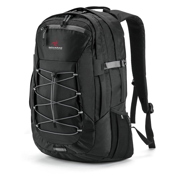 aerial view a gray basecamp globetrotter laptop backpack, image 3 of 4