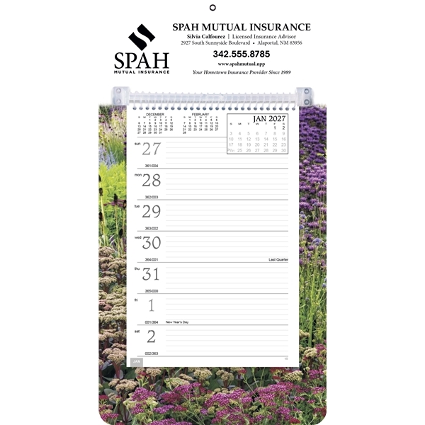 aerial view a gardening full - color weekly memo calendar, image 2 of 2