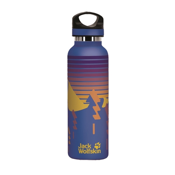 aerial view a blue 20 oz basecamp tundra bottle with screw top lid, image 4 of 9