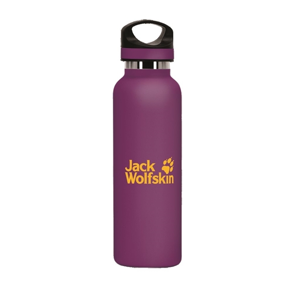 aerial view a eggplant 20 oz basecamp tundra bottle with screw top lid, image 2 of 8