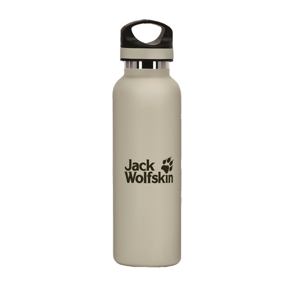 aerial view a sand 20 oz basecamp tundra bottle with screw top lid, image 2 of 8