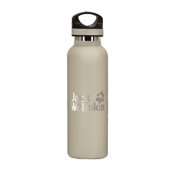 aerial view a sand 20 oz basecamp tundra bottle with screw top lid, image 3 of 8
