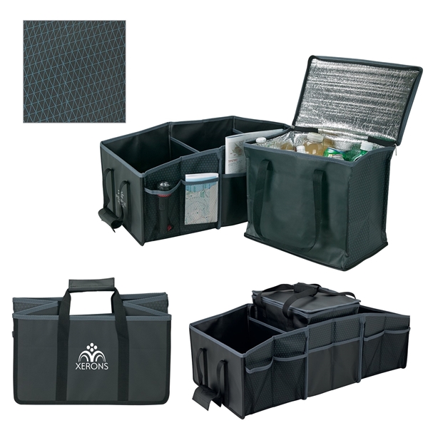 aerial view a black optimum - iii trunk organizer with cooler, image 2 of 16