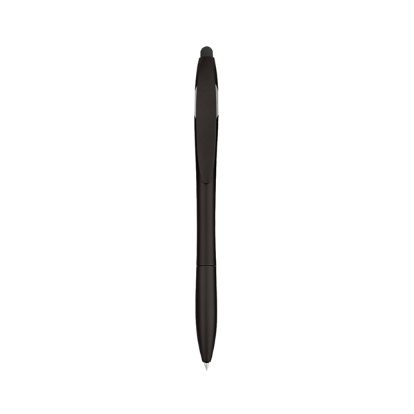 aerial view a metallic black yoga stylus pen and phone stand, image 3 of 3